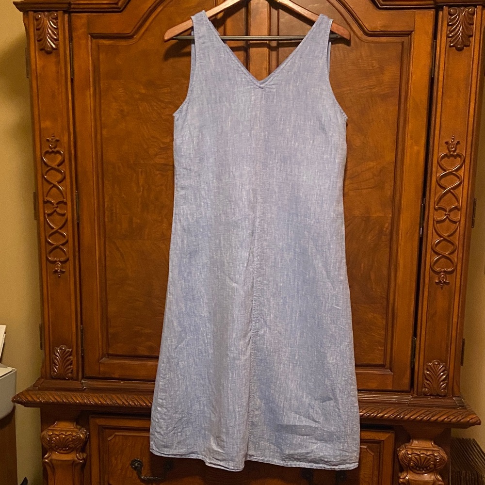 Talbots Light Blue Linen Midi Dress Size 8P